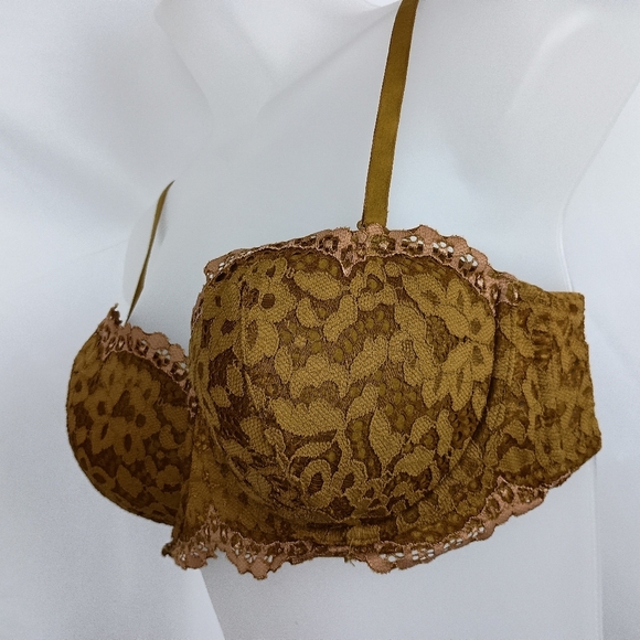 Elegant VICTORIA SECRET Barbiecore Lace Underwire Bra in Yellow Brown-(#1,436) - Picture 5 of 5